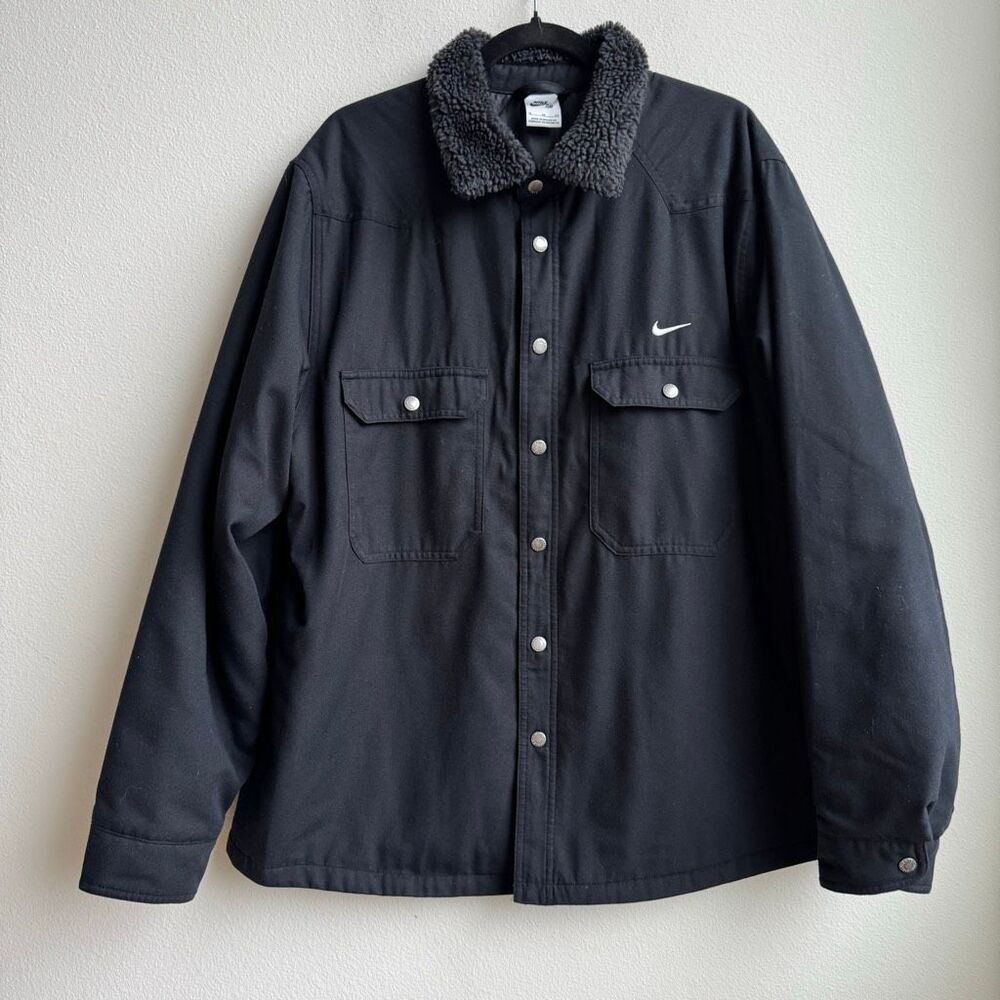 Nike SB Padded Flannel Quilted Barn Jacket Coat Black DQ6328-410 Mens Size XL